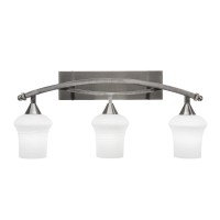 Bow 3 Light Bath Bar Shown In Brushed Nickel Finish With 5.5 Zilo White Linen Glass