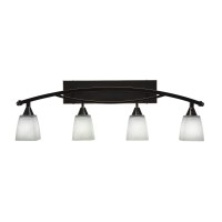 Bow 4 Light Bath Bar Shown In Black Copper Finish With 4.5 White Muslin Glass