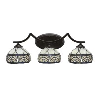 Zilo 3 Light Bath Bar Shown In Dark Granite Finish With 7 Royal Art Glass