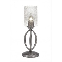 Marquise 1 Light Mini Table Lamp Shown In Brushed Nickel Finish With 4 Clear Bubble Glass