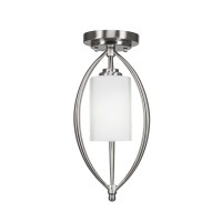 Marquise 1 Light Semi-Flush Shown In Brushed Nickel Finish With 4 White Muslin Glass