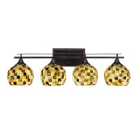 Uptowne 4 Light Bath Bar Shown In Dark Granite Finish With 6 Sea Mist Seashell Glass