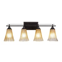 Uptowne 4 Light Bath Bar Shown In Dark Granite Finish With 5.5 Fluted Amber Crystal Glass