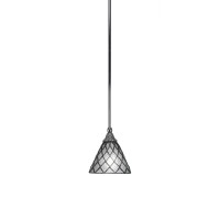 Stem Mini Pendant With Hang Straight Swivel Shown In Chrome Finish With 7 Diamond Ice Art Glass