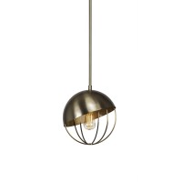 Neo 1 Light Stem Pendant With Hang Straight Swivel Shown In New Age Brass Finish With Amber Antique Led Bulb