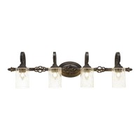 Elegante 4 Light Bath Bar Shown In Dark Granite Finish With 4 Clear Bubble Muslin Glass