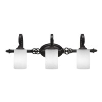 Elegante 3 Light Bath Bar Shown In Dark Granite Finish With 4 White Muslin Glass