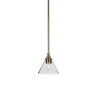 Stem Mini Pendant With Hang Straight Swivel Shown In New Age Brass Finish With 7 Clear Bubble Glass