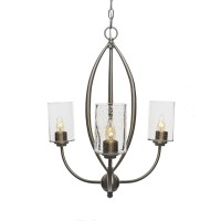 Marquise 3 Light Chandelier Shown In Brushed Nickel Finish With 4 Clear Bubble Glass