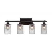 Uptowne 4 Light Bath Bar Shown In Dark Granite Finish With 4 Clear Bubble Glass