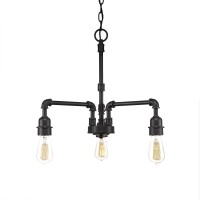 Vintage 3 Light Chandelier Shown In Dark Granite Finish With 60 Watt Amber Antique Bulb