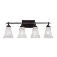 Uptowne 4 Light Bath Bar Shown In Dark Granite Finish With 5.5 Fluted Italian Ice Glass