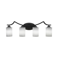 Zilo 4 Light Bath Bar Shown In Matte Black Finish With 4 Clear Bubble Glass