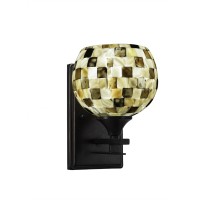 Uptowne 1 Light Wall Sconce Shown In Dark Granite Finish With 5 Sea Mist Seashell Glass