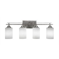 Uptowne 4 Light Bath Bar Shown In Aged Silver Finish With 4 White Muslin Glass