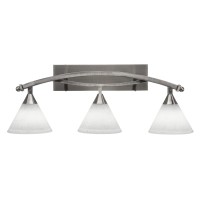 Bow 3 Light Bath Bar Shown In Brushed Nickel Finish With 7 White Muslin Glass