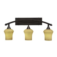 Bow 3 Light Bath Bar Shown In Bronze Finish With 5.5 Zilo Cayenne Linen Glass