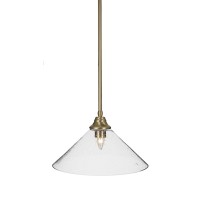 Stem Pendant With Hang Straight Swivel Shown In New Age Brass Finish With 16 Clear Bubble Glass