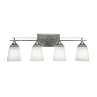 Uptowne 4 Light Bath Bar Shown In Aged Silver Finish With 4.5 White Muslin Glass