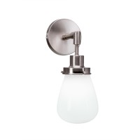 Meridian 1 Light Wall Sconce Shown In Brushed Nickel Finish With 5 White Glass