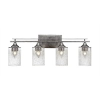 Uptowne 4 Light Bath Bar Shown In Aged Silver Finish With 4 Clear Bubble Glass