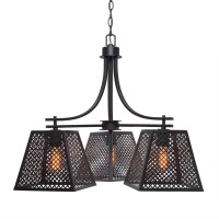 Corbello 3 Light Chandelier Shown In Espresso Finish With 9.5 Espresso Metal Shades And Amber Antique Led Bulbs