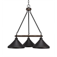 Blacksmith 3 Light Chandelier With 10 Dark Granite Metal Shades