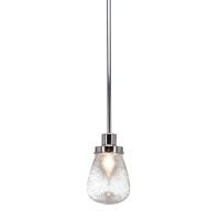 Meridian 1 Light Mini Pendant Shown In Chrome Finish With 5 Clear Bubble Glass