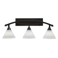 Bow 3 Light Bath Bar Shown In Black Copper Finish With 7 White Muslin Glass