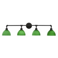 Vintage 4 Light Bath Bar Shown In Dark Granite Finish With 7 Green Glass