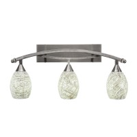 Bow 3 Light Bath Bar Shown In Brushed Nickel Finish With 5 Natural Fusion Glass