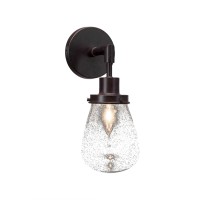 Meridian 1 Light Wall Sconce Shown In Dark Granite Finish With 5 Clear Bubble Glass