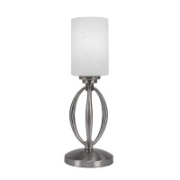 Marquise 1 Light Mini Table Lamp Shown In Brushed Nickel Finish With 4 White Muslin Glass