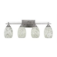 Uptowne 4 Light Bath Bar Shown In Aged Silver Finish With 5 Natural Fusion Glass