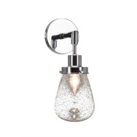 Meridian 1 Light Wall Sconce Shown In Chrome Finish With 5 Clear Bubble Glass