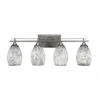 Uptowne 4 Light Bath Bar Shown In Aged Silver Finish With 5 Black Fusion Glass