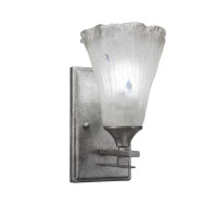 Uptowne 1 Light Wall Sconce Shown In Aged Silver Finish With 5.5 Fluted Frosted Crystal Glass