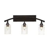 Bow 3 Light Bath Bar Shown In Bronze Finish With 4 Clear Bubble Glass