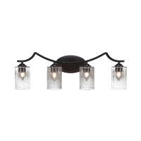 Zilo 4 Light Bath Bar Shown In Matte Black Finish With 7 Clear Bubble Glass