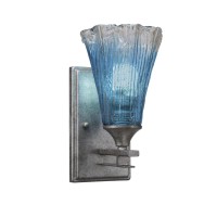 Uptowne 1 Light Wall Sconce Shown In Aged Silver Finish With 5.5 Fluted Teal Crystal Glass