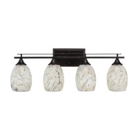 Uptowne 4 Light Bath Bar Shown In Dark Granite Finish With 5 Natural Fusion Glass