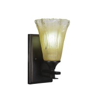 Uptowne 1 Light Wall Sconce Shown In Dark Granite Finish With 5.5 Fluted Amber Crystal Glass