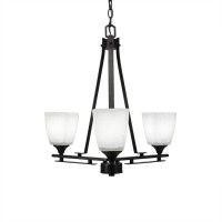 Uptowne 3 Light Chandelier Shown In Dark Granite Finish With 4.5 White Muslin Glass