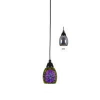 Cord Mini Pendant Shown In Matte Black Finish With 5 Silver Fire Glass