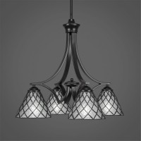 Zilo 4 Light Chandelier Shown In Matte Black Finish With 7 Diamond Ice Art Glass