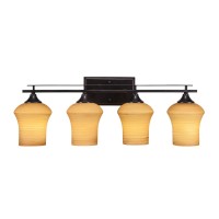 Uptowne 4 Light Bath Bar Shown In Dark Granite Finish With 5.5 Zilo Cayenne Linen Glass