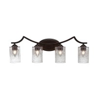 Zilo 4 Light Bath Bar Shown In Dark Granite Finish With 7 Clear Bubble Glass