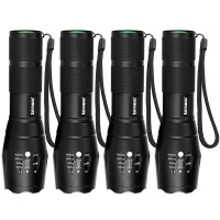 Binwo 3000 Lumens Small Led Flashlights 4Pack - 5 Modes, Super Durable Chip, Water-Resistant Zoomable Flashlight For Home, Walking, Camping, Emergencies, Outdoor