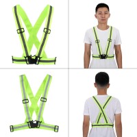 Reflective Vest, Qiilu Reflective Vest Adjustable Elastic Safety Vest Strap For Running Cycling Jogging(Green)