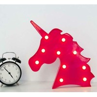 Unicorn LED Night Light Decorative Marquee Signs Letter Lamp Unicorn Gift AA Battery Operated led lights Wall Decoration for Living RoomBedroom Home Christmas Party Light best as Kids Gift Unicorn LED Light featuring a plastic silhouette of a unicorn with